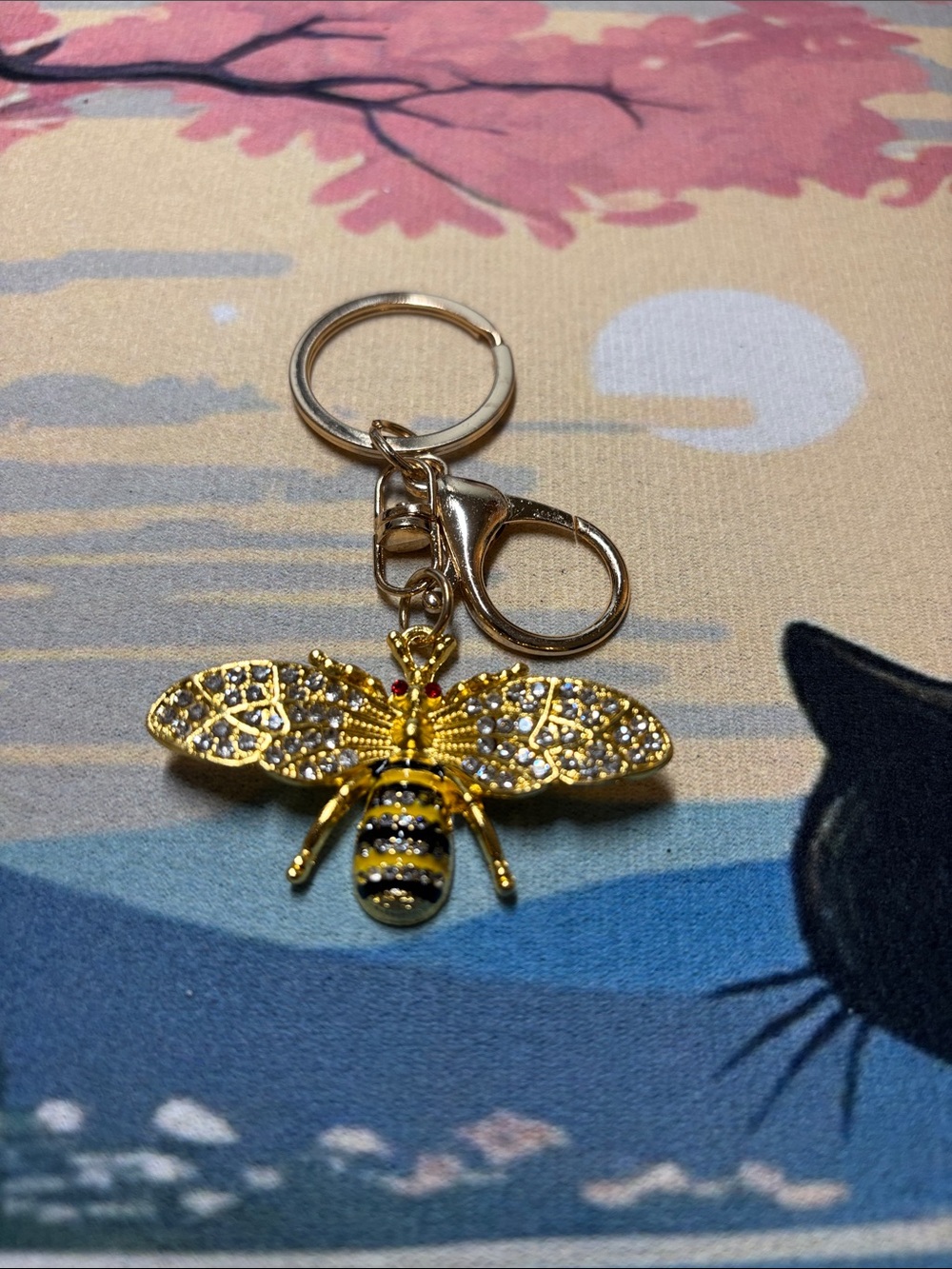 Gold & Yellow Bee Crystal Keychain - Picture 2 of 3